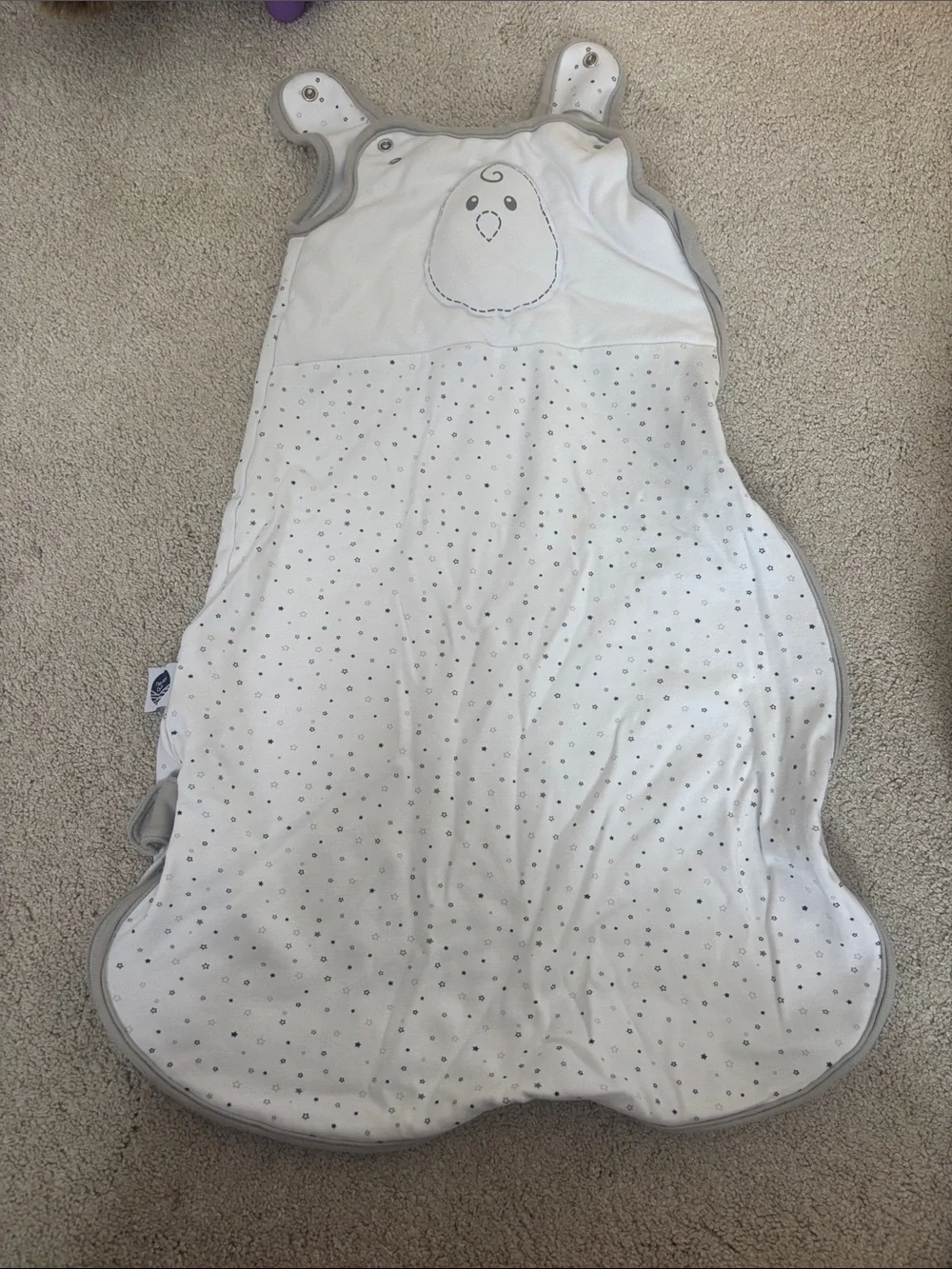 Nested Bean Baby Sleep Sack Pajama - White with Gray Trim